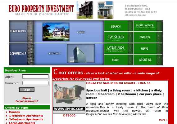 Real estates and properties web site plus back-end administration